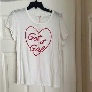 Sundry White T-Shirt with Red Heart Graphic